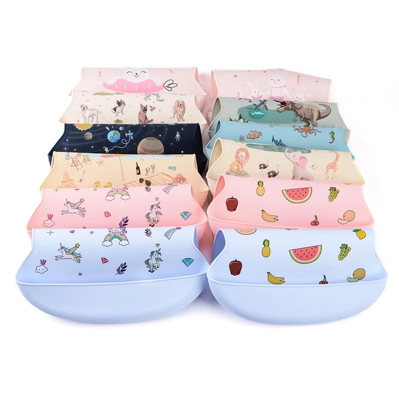 Bavoir Babi en Silicone imperméable, bavoirs banane dégoulinant de salive, dessin animé, alimentatio