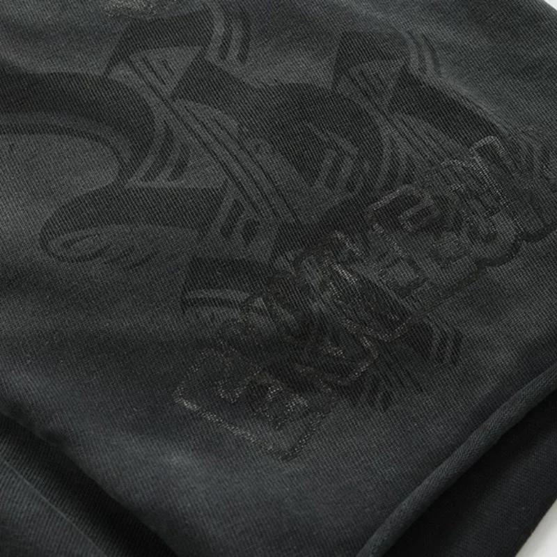 Shorts amples vintage délavés imprimés 123 pour hommes, streetwear, en coton, shorts de sport
