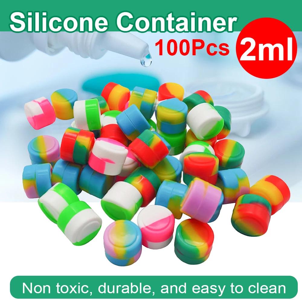 Mini boîte antiadhésive en Silicone, 100 pièces, Pot de stockage de cire d'huile, bouteille de voyag
