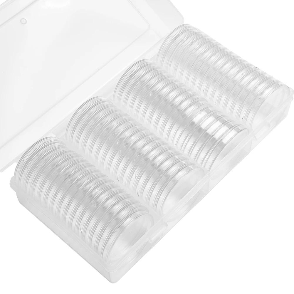 Boîte de rangement de pièces de monnaie 40mm, conteneur rond transparent en plastique pour capsules