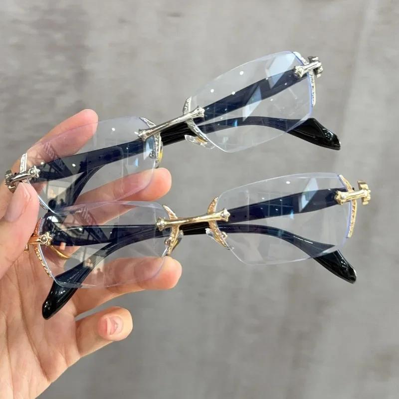 Lunettes à monture carrée rétro pour femmes et filles, verres japonais Harajuku, sans bords, Anti-bl
