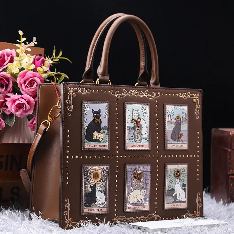 Sac de créateur vintage et de luxe avec broderie délicate impression de chat sac fourre-tout populai