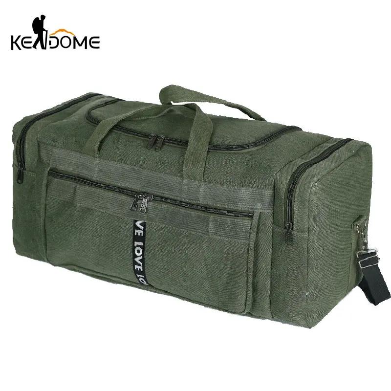 Grand sac polochon de voyage en toile imperméable pour hommes, sacs de rangement de bagages à bandou