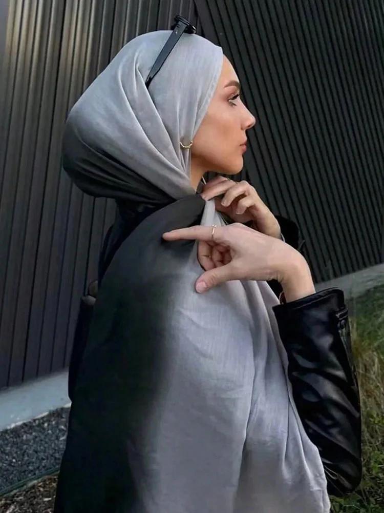 Hijabs musulmans pour femmes Ramadan, écharpes unies dégradées, châles de luxe, hijab aquarelle Eid,