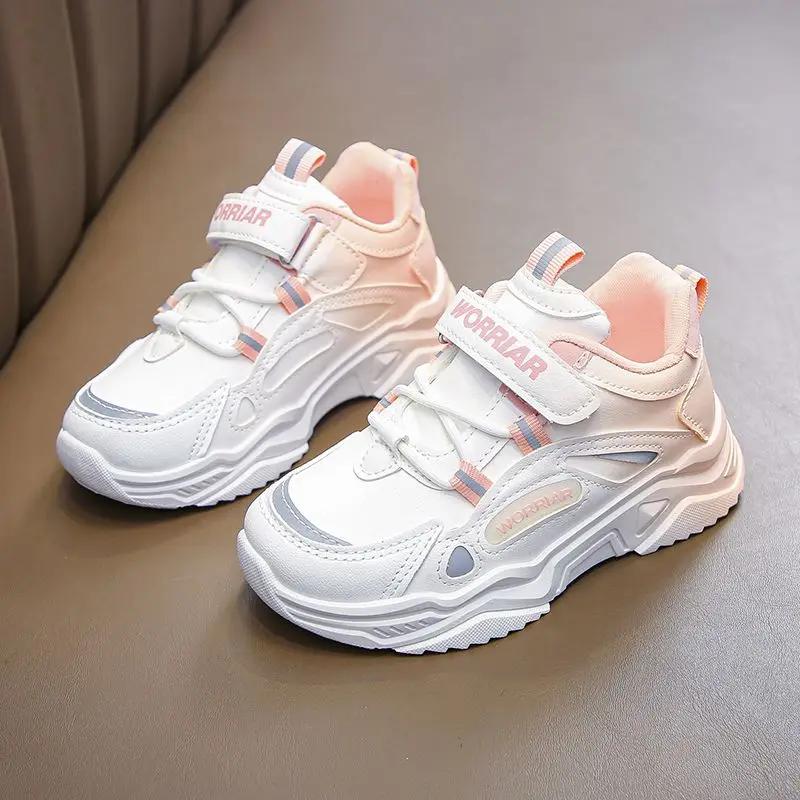 Chaussures de sport pour enfants, baskets de course en cuir dégradé, durables, semelle souple, Style
