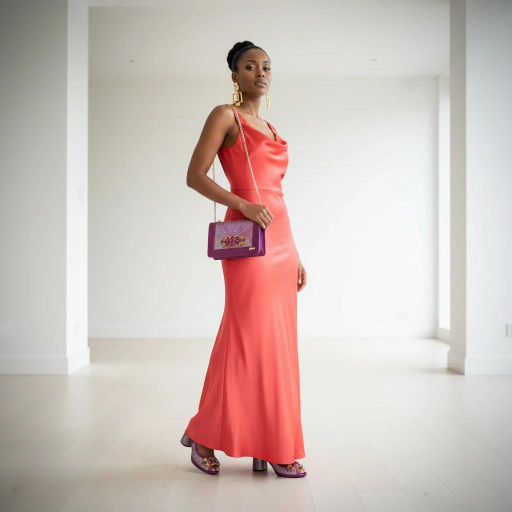 Nouvel ensemble de chaussures à talons hauts et sac de style INS, design italien, orné de strass, pa