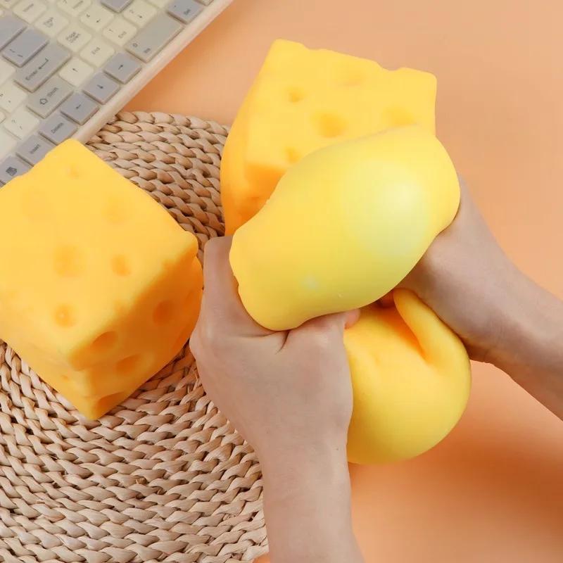 Jouet anti-stress géant en forme de cube de fromage, simulation de fromage extra-large, jouet sensor