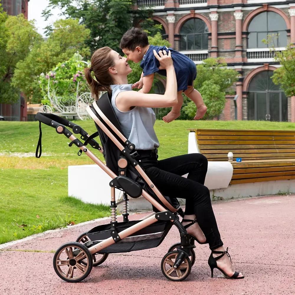 Système de voyage pour bébé 3-en-1 - Poussette pliable légère et landau, poussette portable avec cad