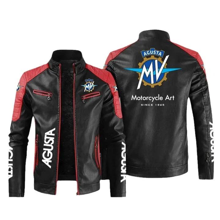 【Taille européenne】Augusta Mv moto Logo veste de mode Pu haut de gamme veste en cuir décontractée po