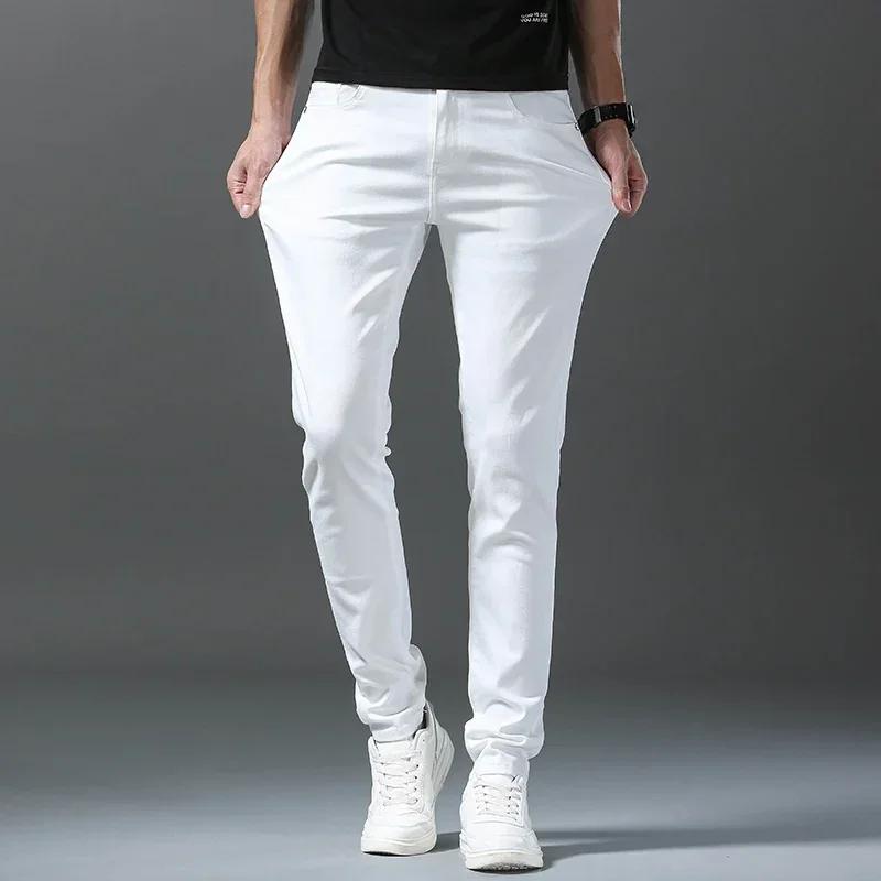 2025 printemps été nouveau 98% coton hommes Slim jean droit décontracté mode crayon pantalon haute q