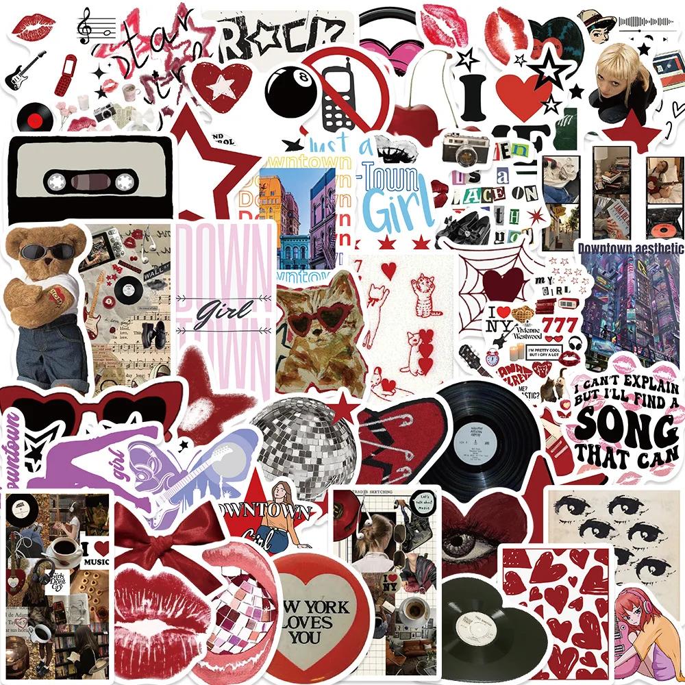 10/50/100/150pcs centre-ville Y2K filles esthétique rétro Graffiti autocollants téléphone guitare or
