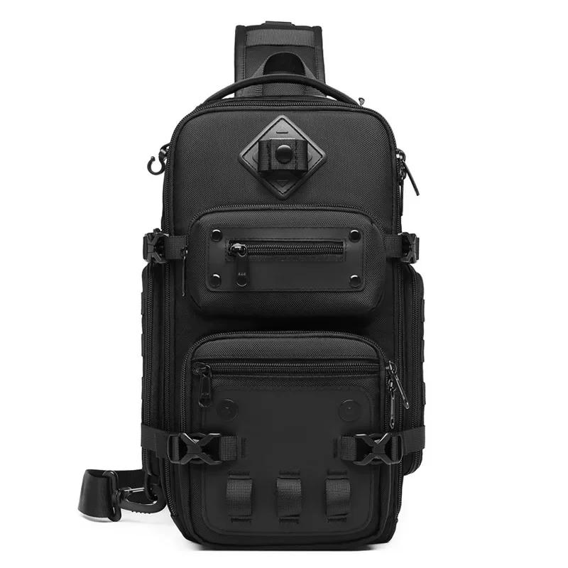 Ozuko sacs de ventre sac de poitrine pour hommes en plein air tactique une épaule sac à bandoulière