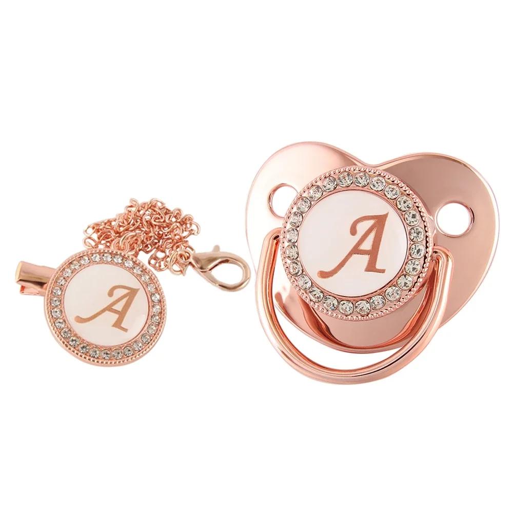26 lettres bébé attache-sucette or Rose Bling porte-sucette Silicone sucette mamelon factice bébé do