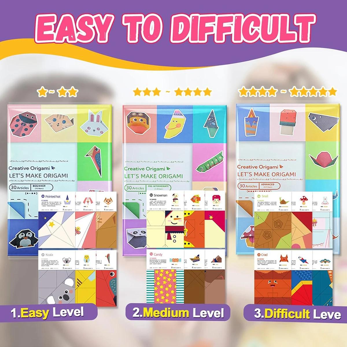 Kit Origami 30/96 feuilles Origami papier artisanat guide livre bricolage projets d'artisanat fourni
