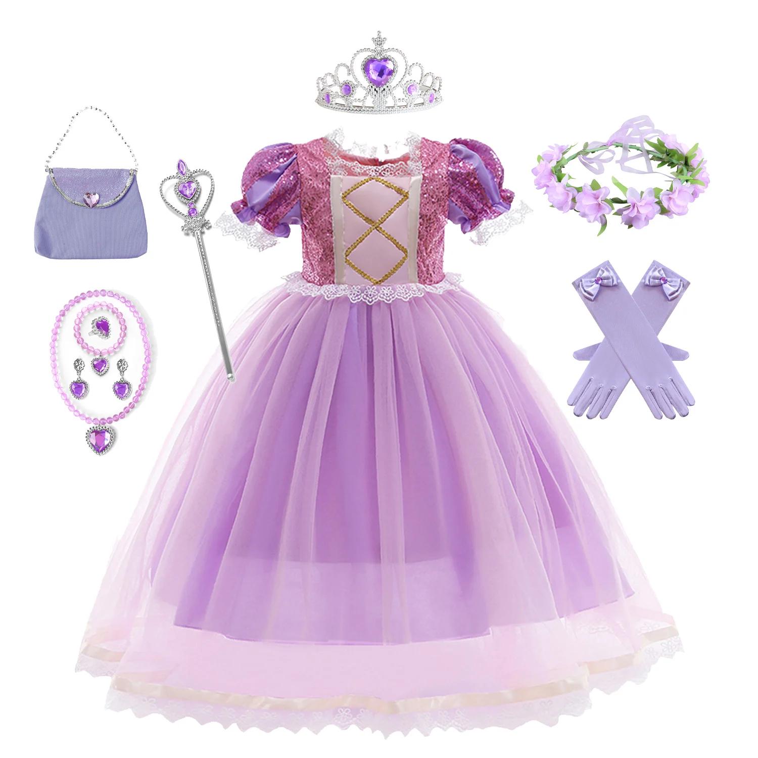 Filles Aurora Belle Raiponce Sofia Princesse Robe Halloween Pâques Cosplay Costume Fête Enfants Robe