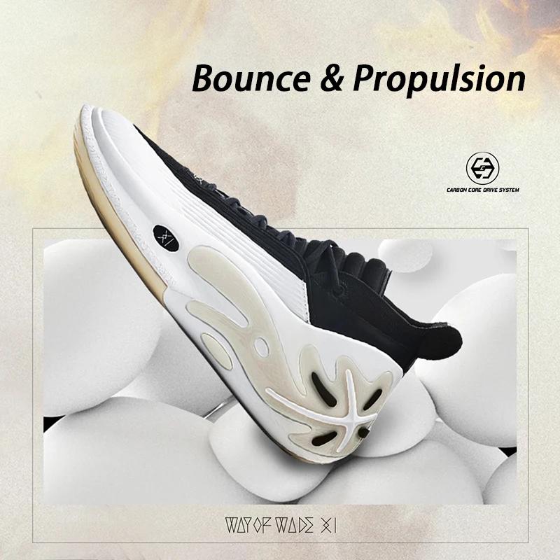 Li-Ning WAY OF WADE 11 WHITE HOT Chaussures de basket-ball professionnelles pour hommes, semelle en