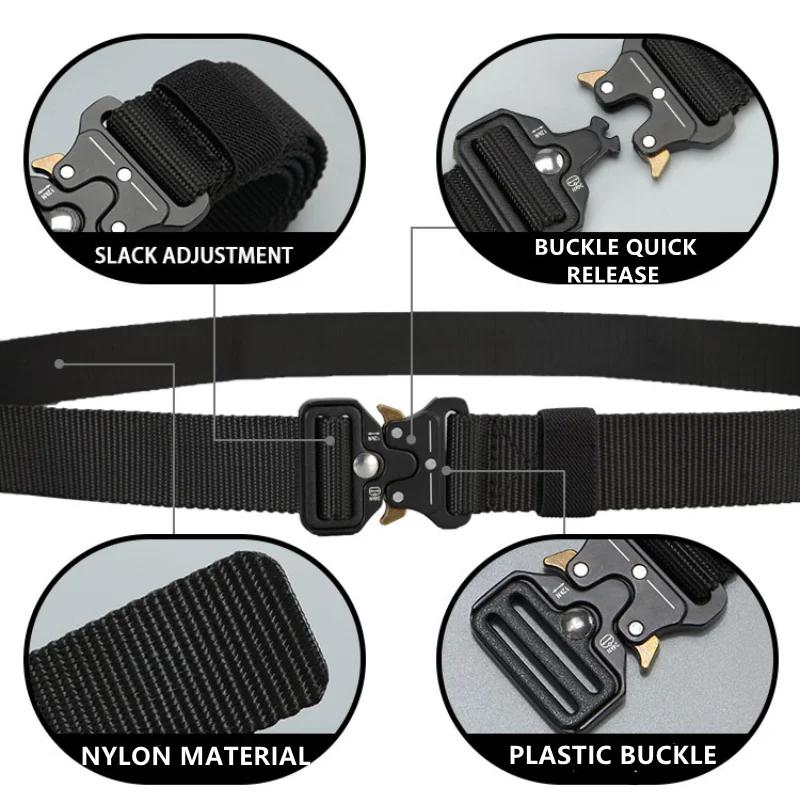 Ceinture tactique de chasse en plein air pour hommes, boucle multifonctionnelle en Nylon, ceinture e