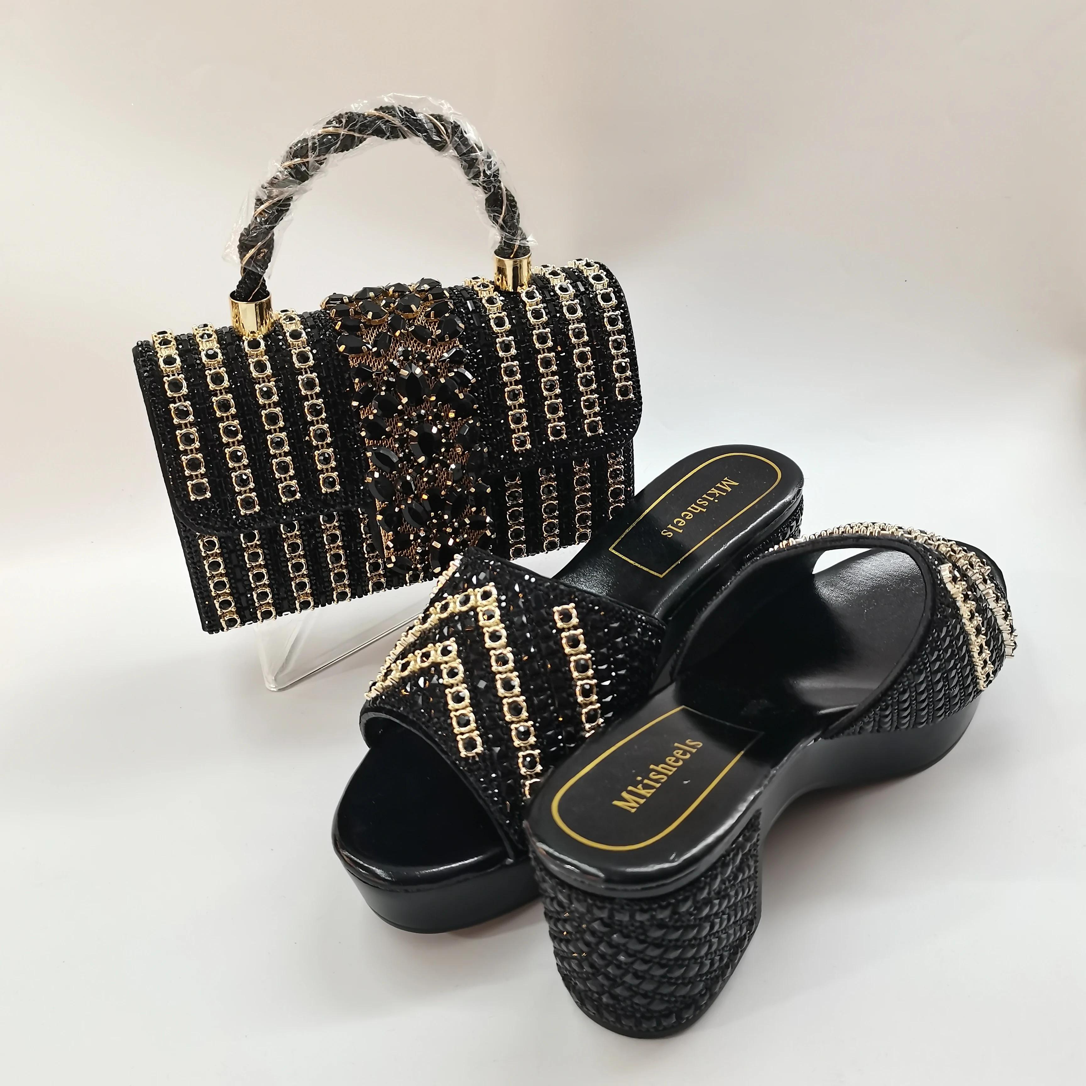 Mode 2025 nouvelles femmes strass chaussures et sac ensemble OToe pompes pour chaussures de fête de