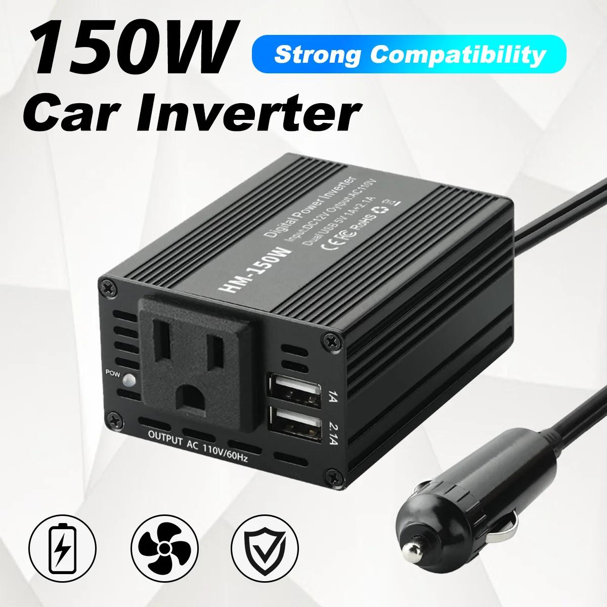 Onduleur de puissance de voiture 150W, onde sinusoïdale Pure, sortie de prise américaine 110V 1A /2.