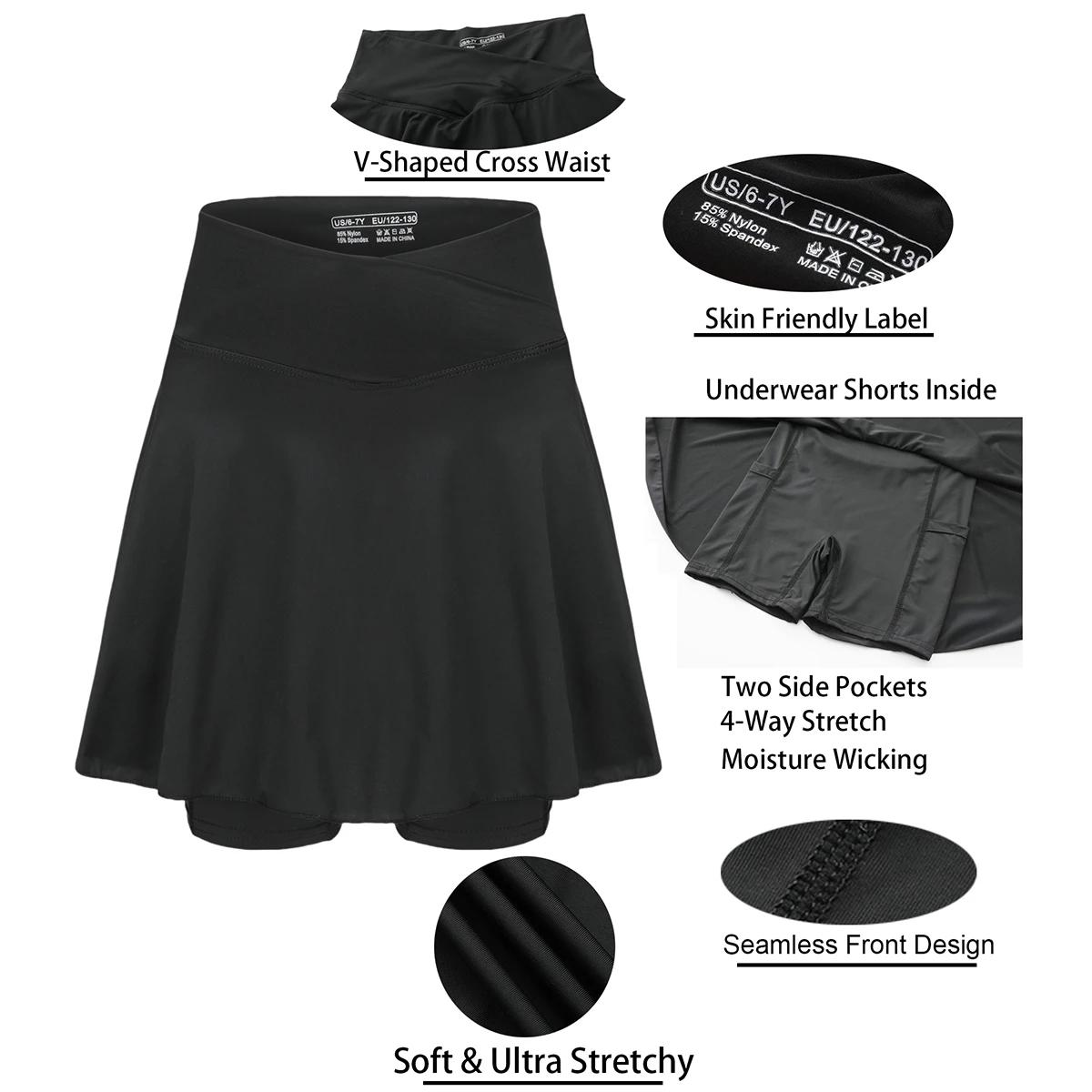 Jupe-Short Sportive pour Tennis avec Poches Latérales et Taille Haute – Tenue Active pour Filles, En