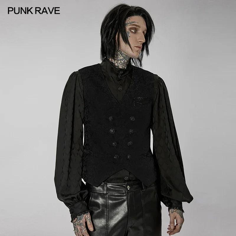 PUNK RAVE-Gilet Gothique Non artificiel astique pour Homme, Jacquard Effet 3D, Magnifique, 3 Couleur