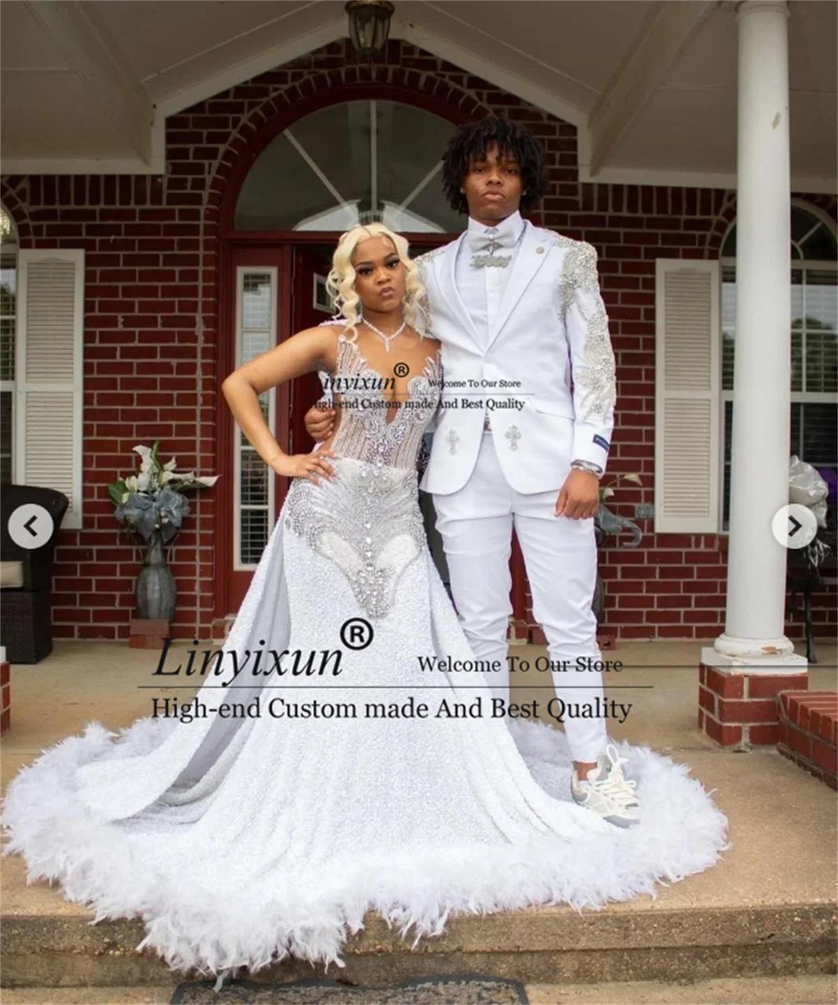 Appliques de luxe Tuxedos perlés mariage métal embelli hommes costumes 2 pièces ensembles mariage ma