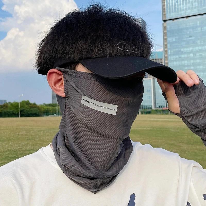 Masque de Protection solaire d'été en soie glacée pour hommes et femmes, couverture faciale de cycli