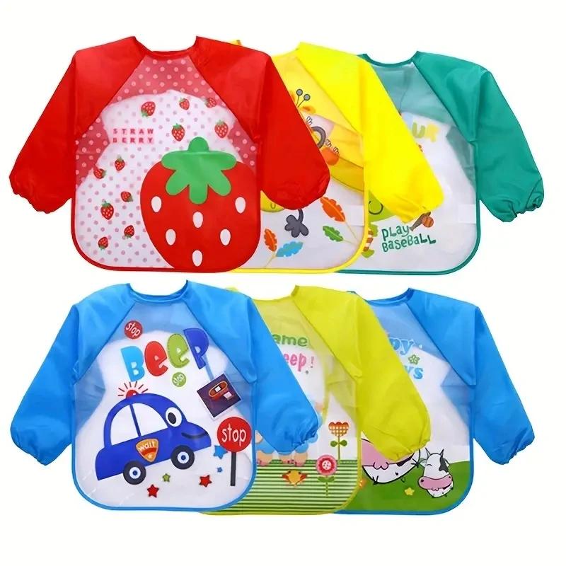 Bavoirs imperméables EVA à manches longues pour bébé, tablier pour enfants, Smock d'alimentation à m