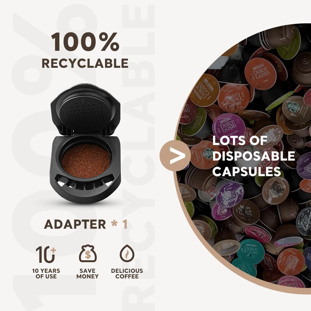 Adaptateur de café ICafilas adaptateur de capsule réutilisable Dolce Gusto avec accessoires de Machi