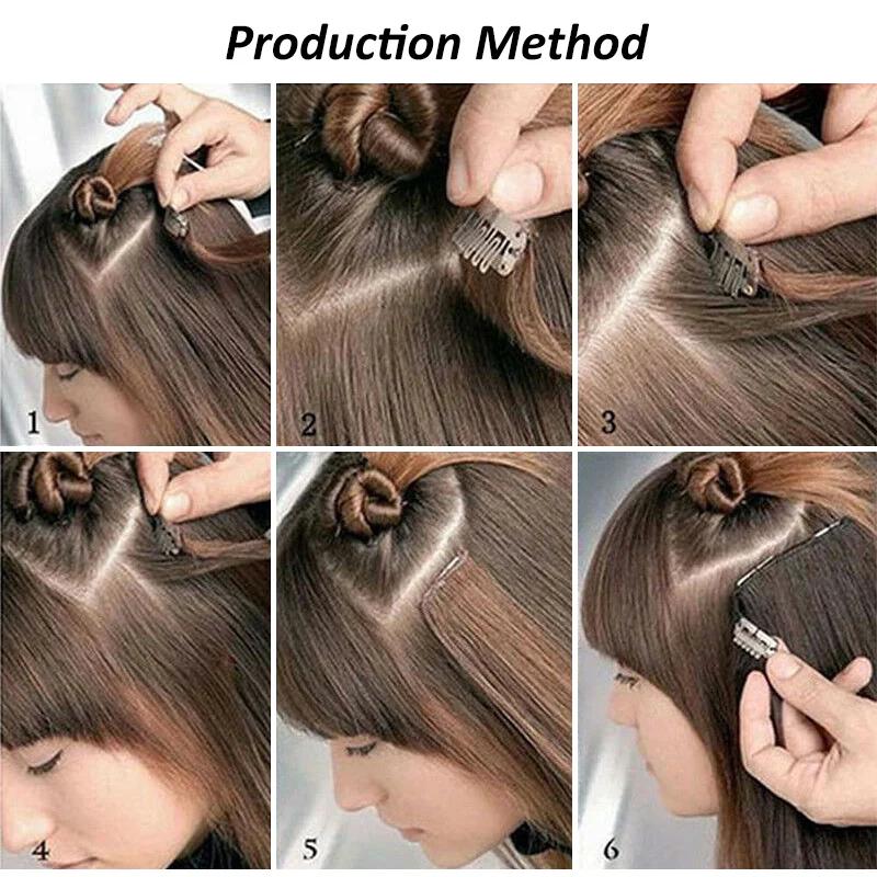 WIGSIN 24 pouces synthétique 7 pièces/ensemble Extension de cheveux longs raides 16Clips coiffure no
