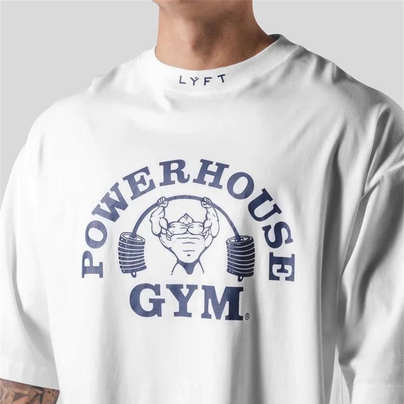 LYFT Jointly hommes course sport coton T-shirt salle de sport Fitness musculation ample imprimé chem