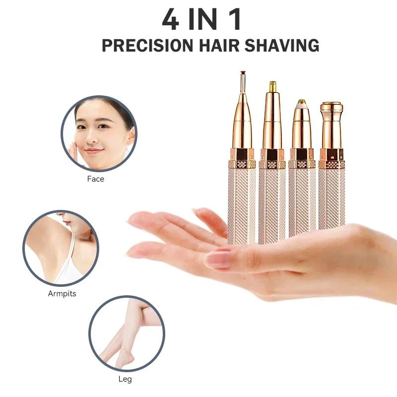 Rasoir électrique Facial 4 en 1 pour femmes, rasoir de sourcils, épilateur corporel, Rechargeable, i