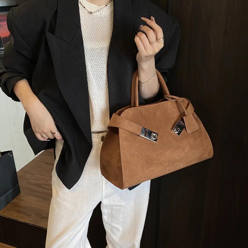 Sac fourre-tout en daim pour femme, nouveau sac à bandoulière tendance de grande capacité, sac à mai