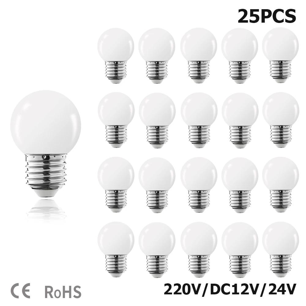 Ampoule Led Globe laiteux en plastique PC G45 SMD blanc E27 220V 12V 24V, guirlande lumineuse 2W 3W