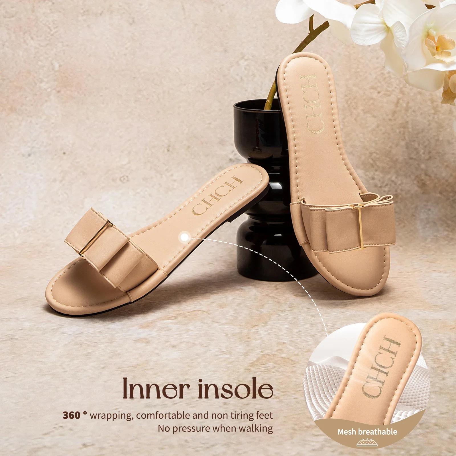 Chaussures plates pour femmes CHCH nouvel été nœud pantoufles décontractées noir chaussures de femme