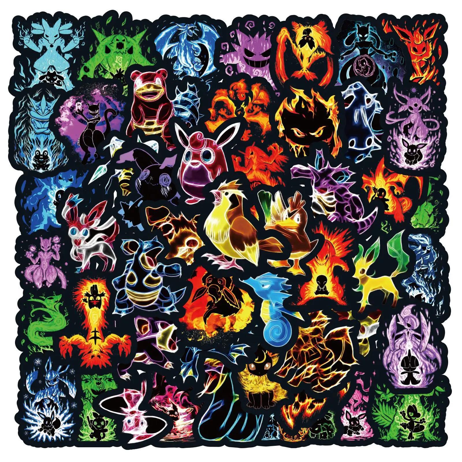 Autocollants Graffiti Pokemon néon, 60 pièces, autocollants décoratifs pour ordinateur portable, Ska