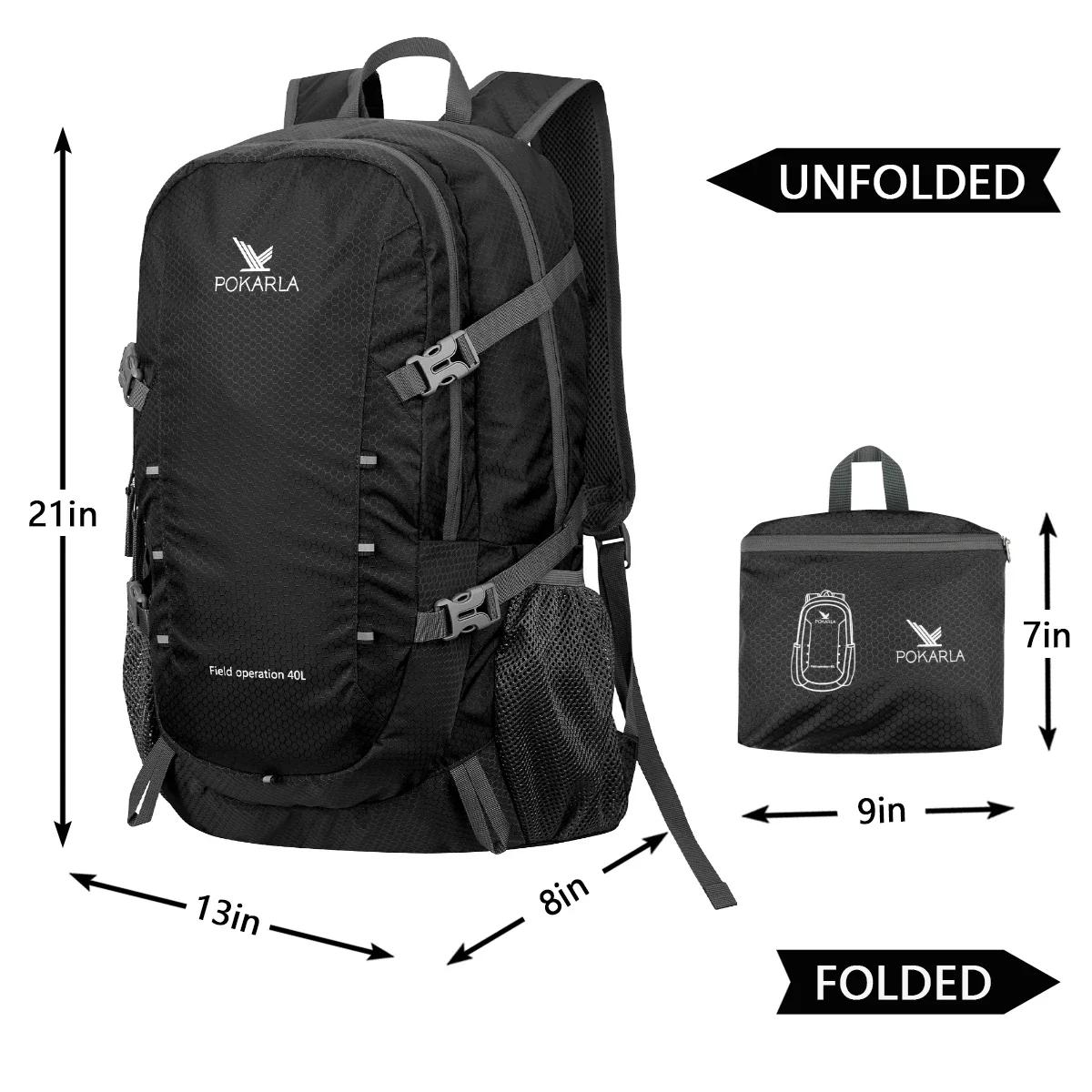 Sac à dos de voyage 40L, imperméable, léger, pliable, pour randonnée en plein air, camping, sac à do