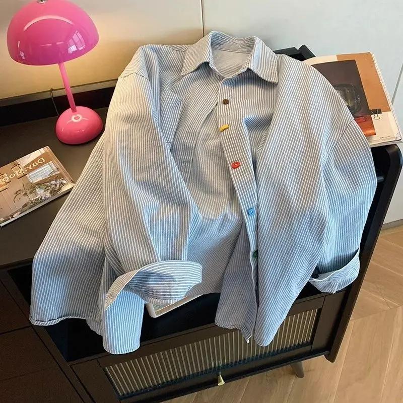 Chemise surdimensionnée rayée en jean vintage Belles chemisiers pour femmes en promotion Chemise à c