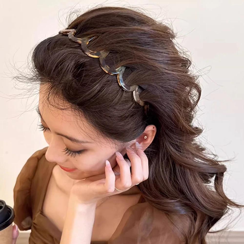 Peigne à cheveux coréen pour femmes, bandeau antidérapant en plastique en forme de U, cerceaux pour