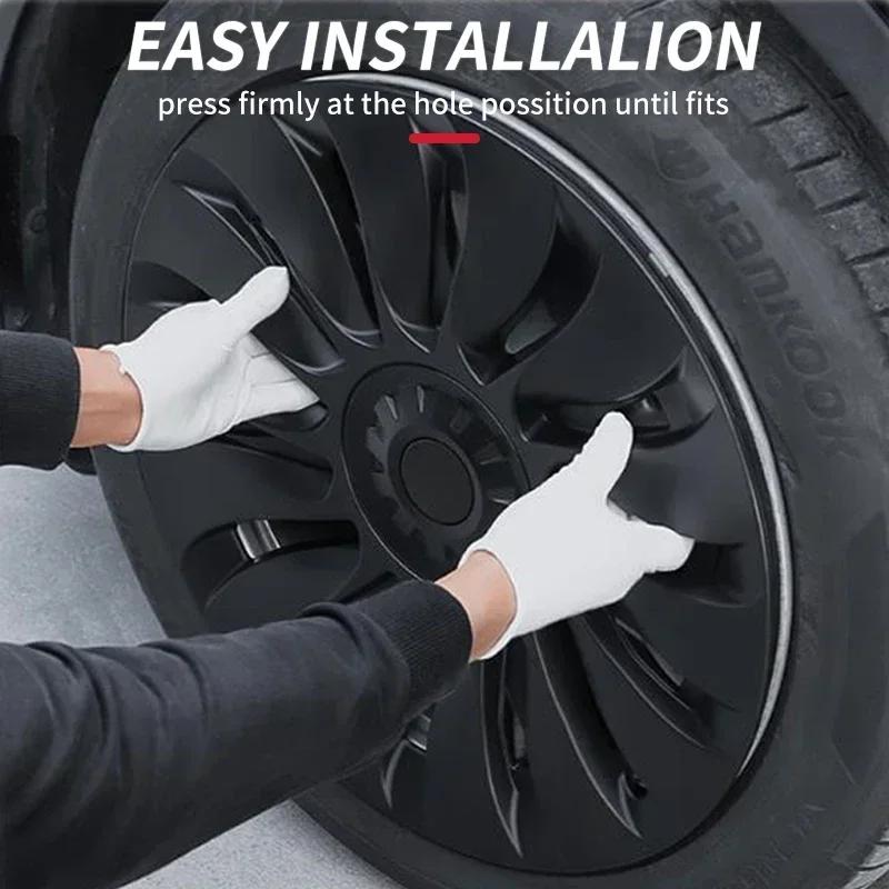 4 pièces de cache-roues pour Tesla Model Y 19 pouces Performance Automobile Remplacement de capuchon