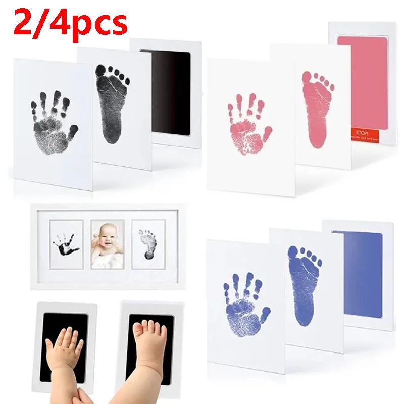 Tampons encreurs pour empreintes de mains de bébé, 2/4 pièces, sûrs, Non toxiques, sans contact, Kit