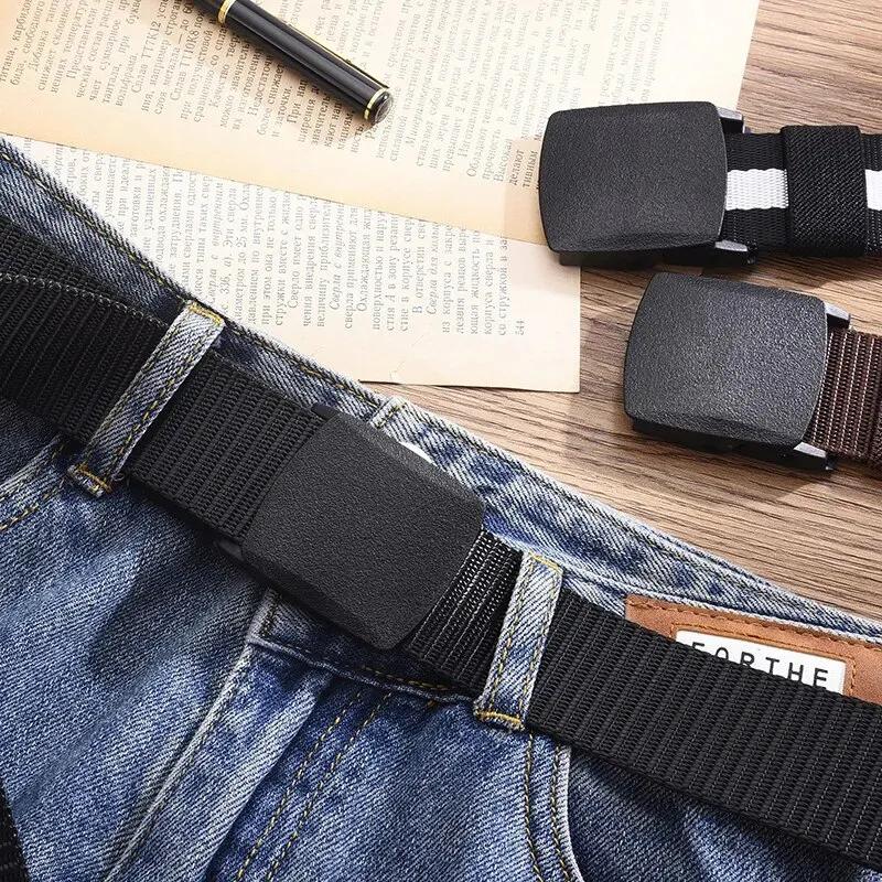 Ceinture en toile décontractée pour hommes et femmes, ceinture d'entraînement en nylon sans métal av