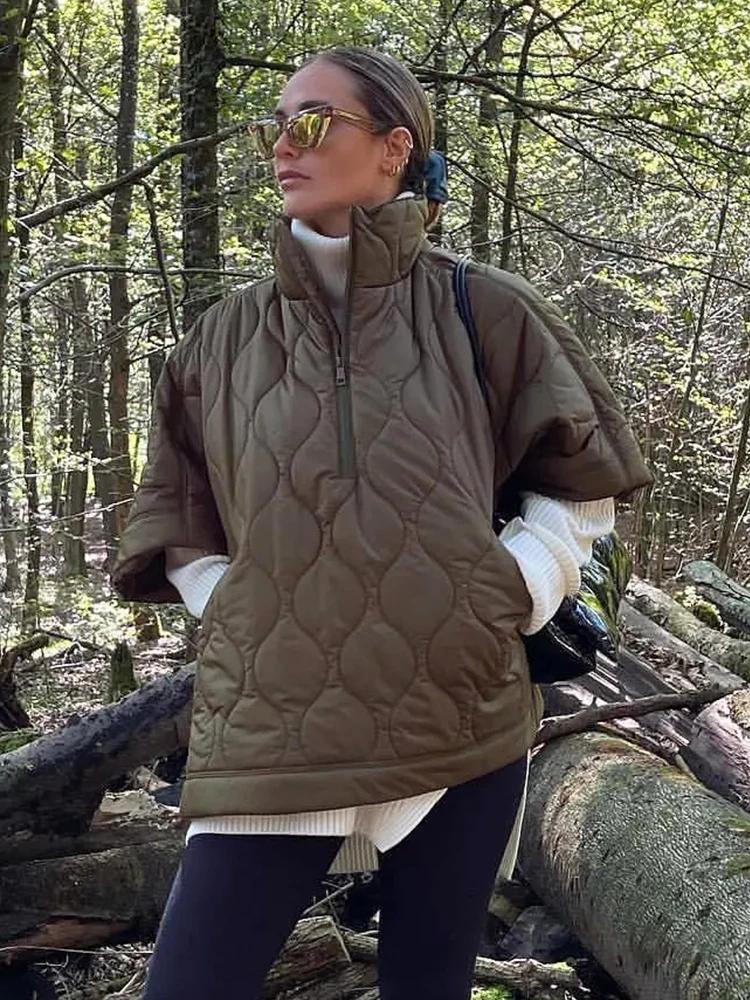Manteau Argyle matelassé pour femme, veste imperméable, parkas rembourrées décontractées, manteau à