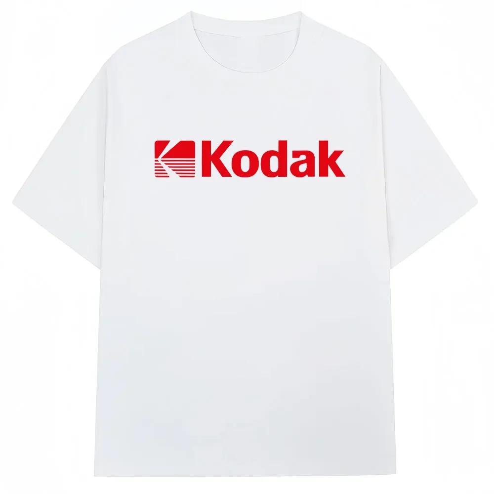 T-shirt à imprimé rétro 100% coton pour adultes de la marque Kodak, pour l'été, streetwear, chemise