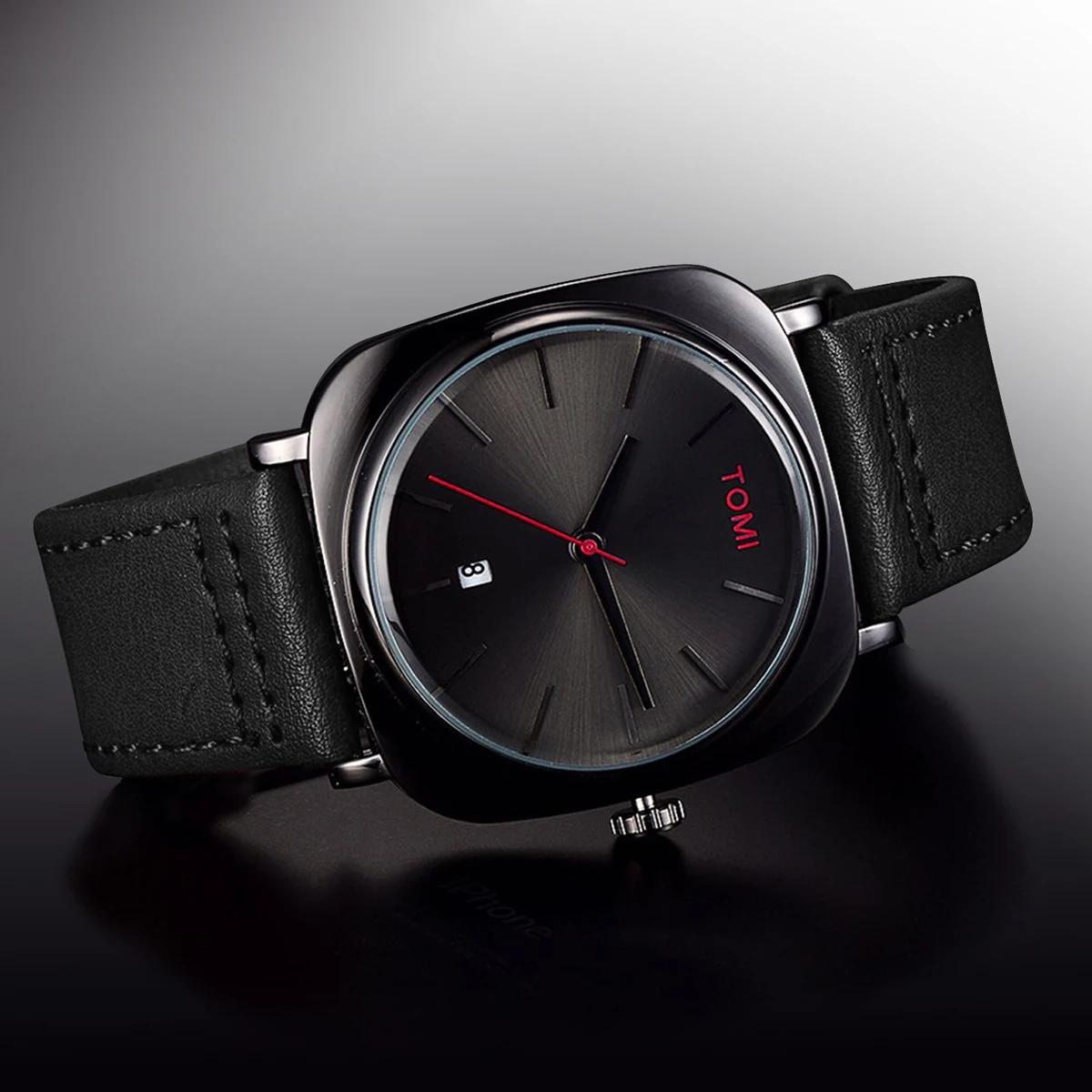 TOMI montre de conception d'affaires de mode pour hommes montre à petit disque carré de haute qualit