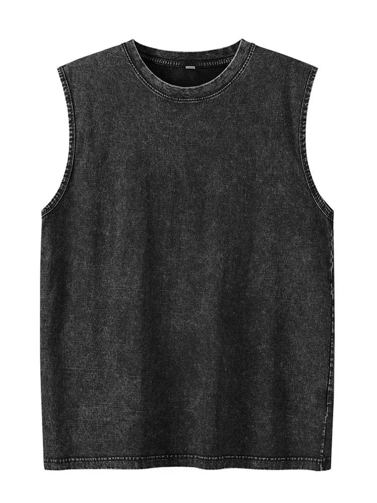 2025 été nouveau coton hommes lavé coton débardeurs Muscle Gym sans manches entraînement t-shirts co