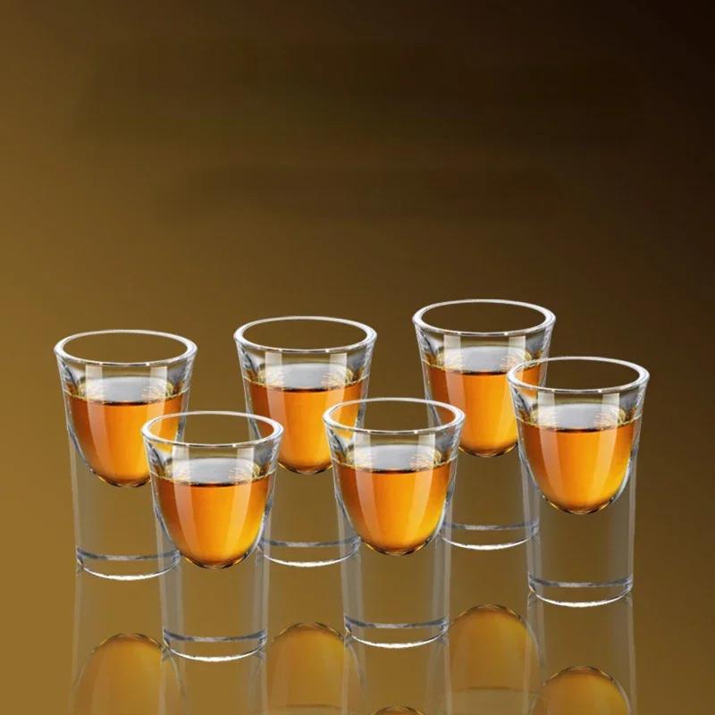 Ensemble de verres transparents de 15ml, 6 pièces, verre à liqueur à fond épais, tasses à balles, pe