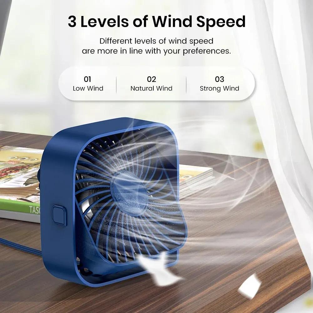 TOPK Mini ventilateur portable, table de ventilateur de bureau USB, ventilateur personnel silencieux