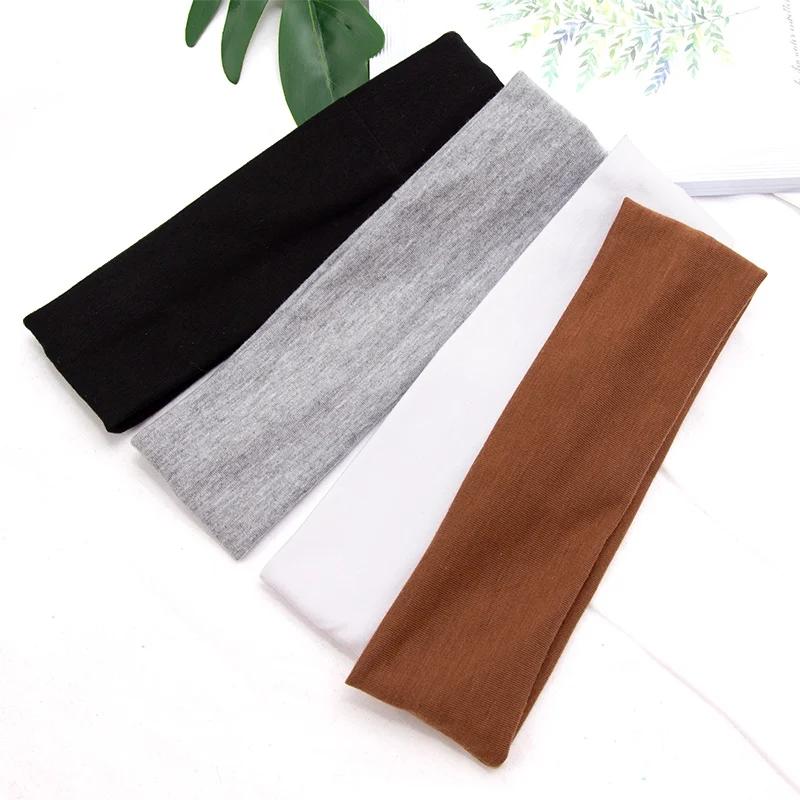 Bandeau élastique en coton, bandeaux à la mode pour femmes et hommes, solide, course à pied, Fitness