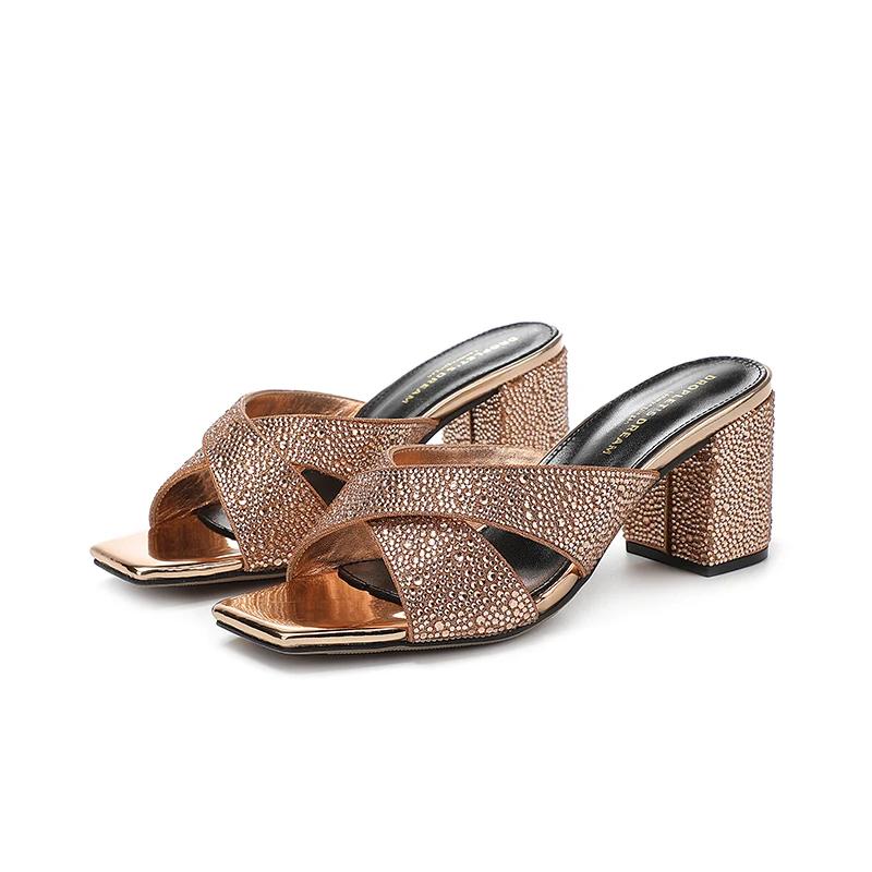 Pantoufles d'Été en Cuir group pour Femme, Chaussures à Talons Optiques, Parka Ouverte, à la Mode, i